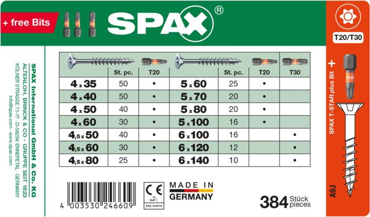 Image du produit Spax Sortiment Koffer T-Star Plus (387 Vis par pièce)