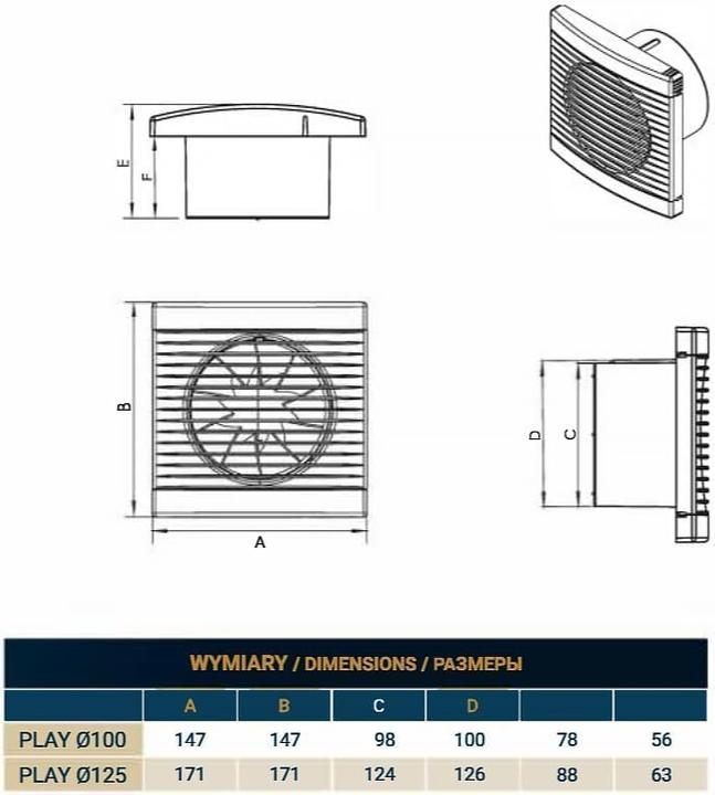 Actual product image Dospel Play 100 S Classic wall fan
