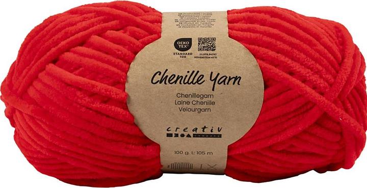 Produktbild Creativ Company Velour Yarn, L: 105 m, needle 5-6, red, 100 g/ 1 ball (105 m)