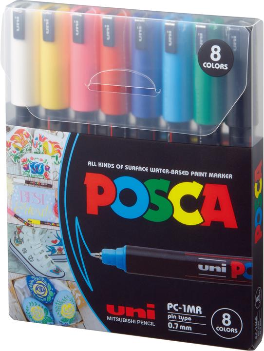 Produktbild Posca Extra Fine Marker PC-1MR Fineliner Etui 8 Stk Assorted (Mehrfarbig, 0.70 mm, 8 x)