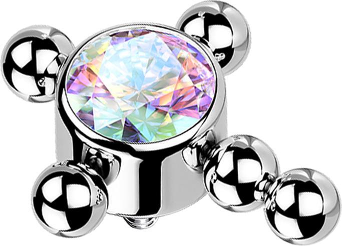 Actual product image Star Piercing Dermal Anchor silver cross beads crystal multicolour (without brass, Titanium)