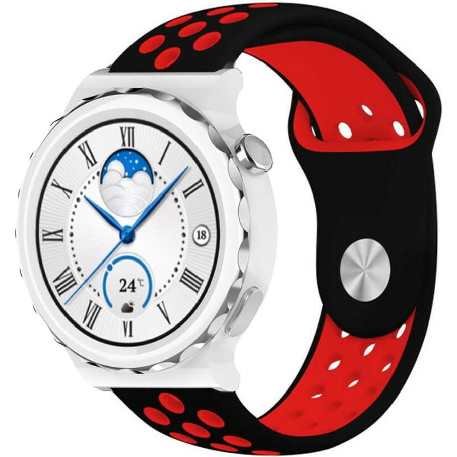 Strap-it Sportarmband (Silikon), Uhrenarmband, Schwarz, Rot, Mehrfarbig