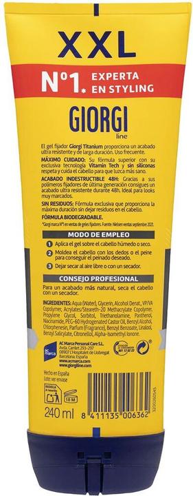 Actual product image Giorgi Line Absolute Titanium Gel Fijador Indestructible N9 240ml (Hair gel, 240 ml)