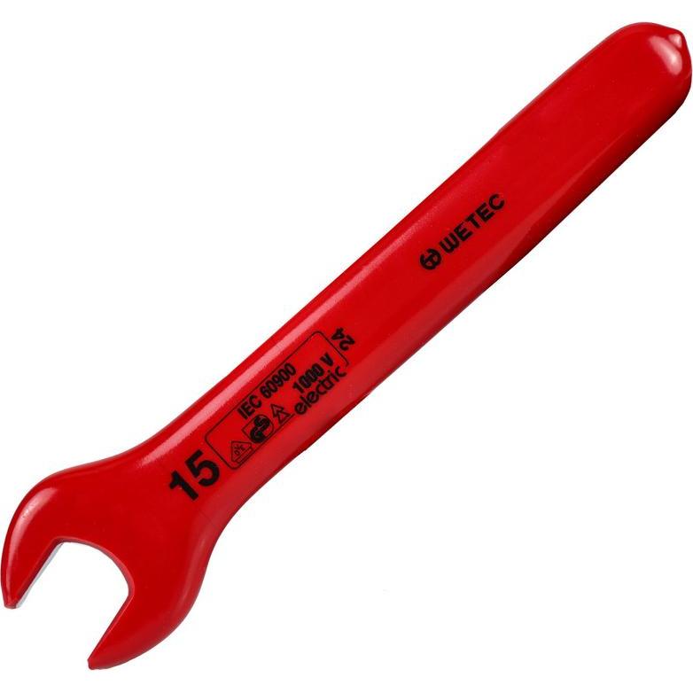 Wetec, Schraubenschlüssel, Einmaulschlüssel, DIN 7446, tauchisoliert, Schlüsselweite 15 mm, 1.000V/VDE/GS (15 mm)