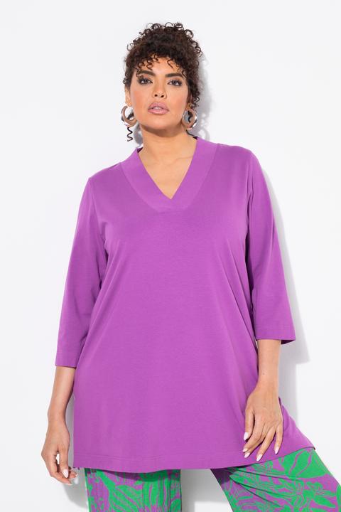 Produktbild Ulla Popken Longshirt, A-Linie, V-Ausschnitt, 3/4-Arm (54)