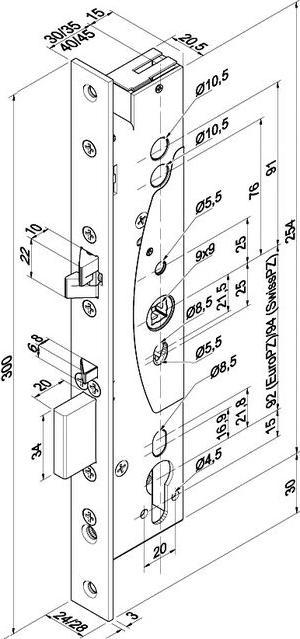 Produktbild Assa Abloy SI-Schloss Mechanik 309X202 35/24/92 PZUniversal 309X202PZ-----1