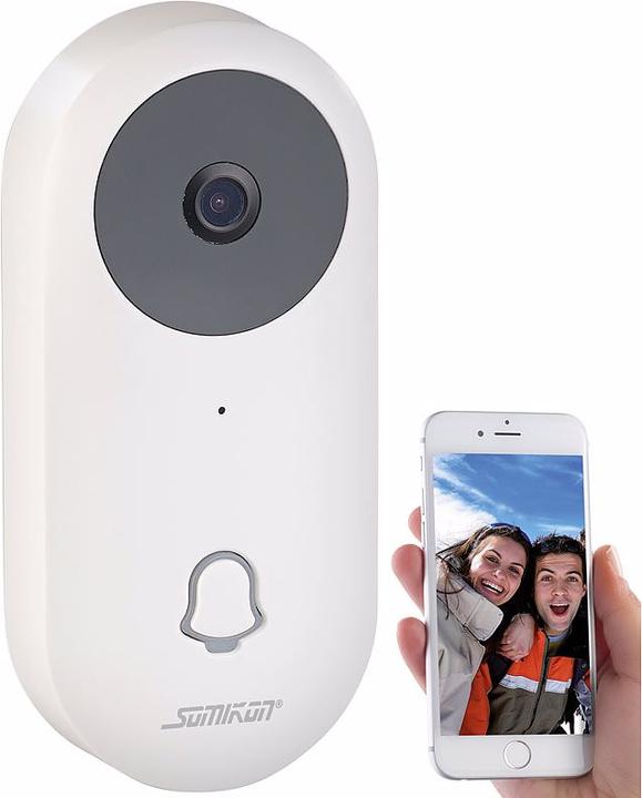 Produktbild Somikon WLAN-HD-Video-Türklingel mit App, Gegensprechen, 156°-Bildwinkel und Akku (WLAN)
