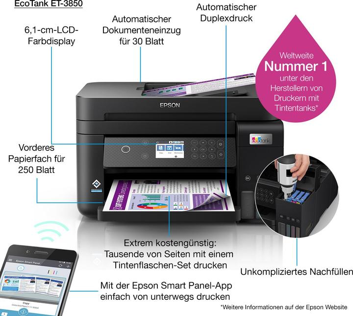 Immagine prodotto Epson EcoTank ET-3850 (Eco-Tank)