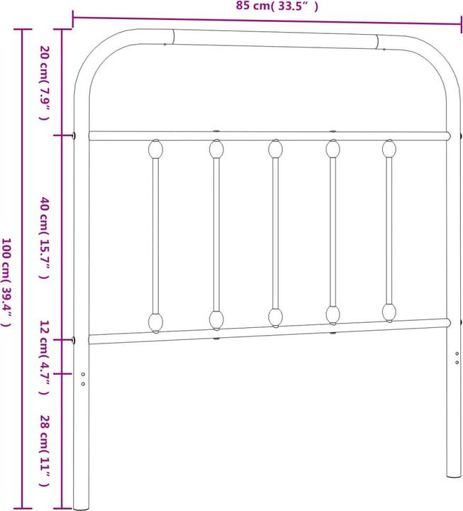 Actual product image vidaXL Kopfteil Metall Weiss 160 cm, Farbe: Weiss, Material (166 x 3 x 100 cm)