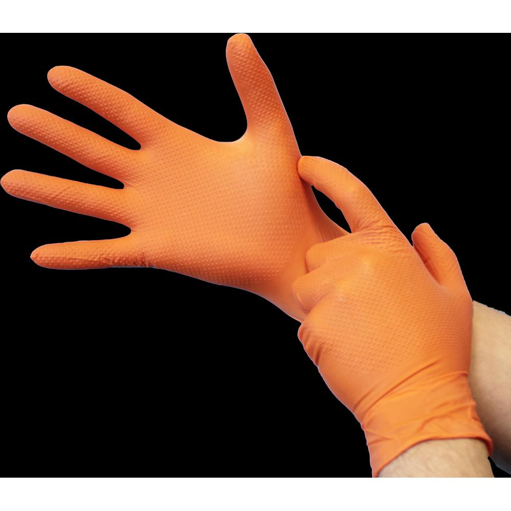 Meditrade, Schutzhandschuhe, Industrade unisex Einmalhandschuhe Nitril StellarGrip Orange orange Grösse XL 50 St. (XL)