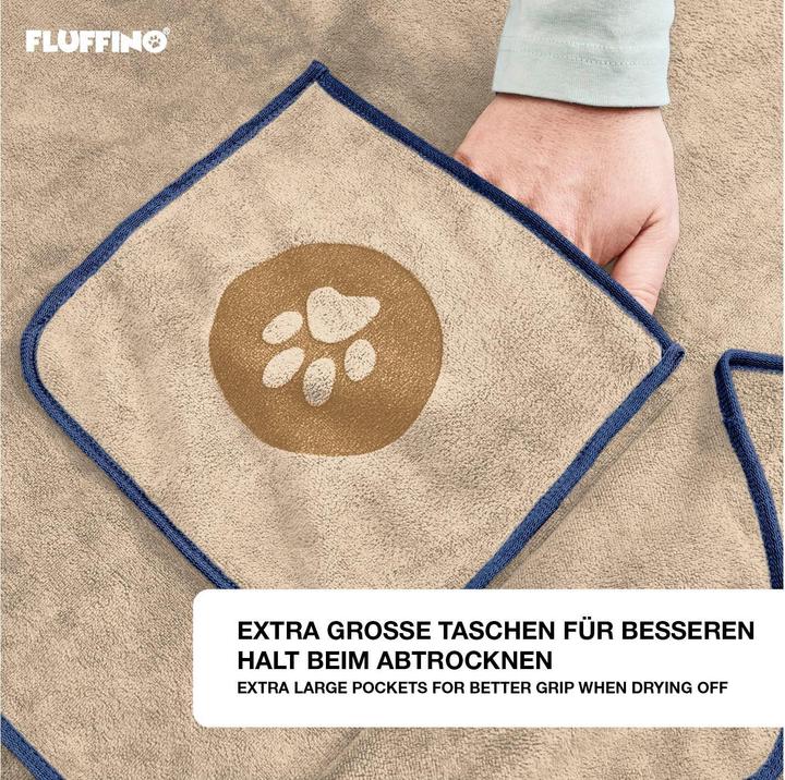 Image du produit Fluffino Set de serviettes pour chiens, Beige / Bleu, L (Chien)