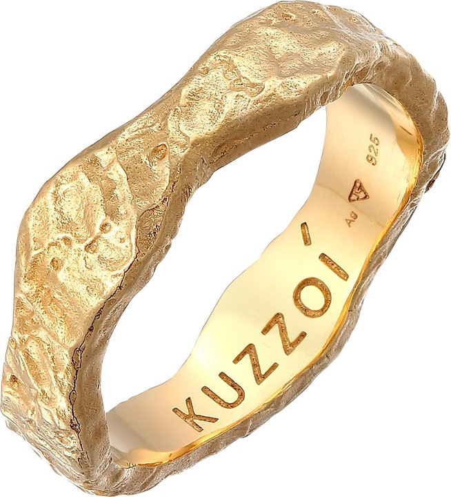 Kuzzoi Ring Herren Bandring Organic Struktur 925 Silber (64, 925 Silber)
