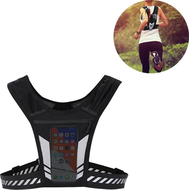 Produktbild Stride Ultraleichte Laufweste mit Brusttasche & Reflektor Outdoor Sport Weste Schwarz (One Size)