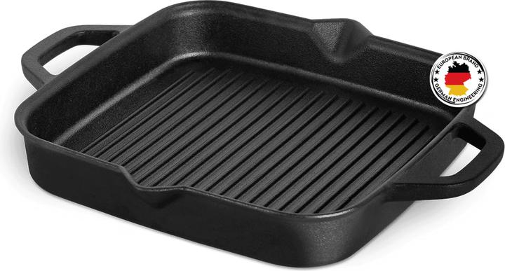 Burnhard Poêle à griller en fonte (30 cm, Poêle à grillades, Fonte)