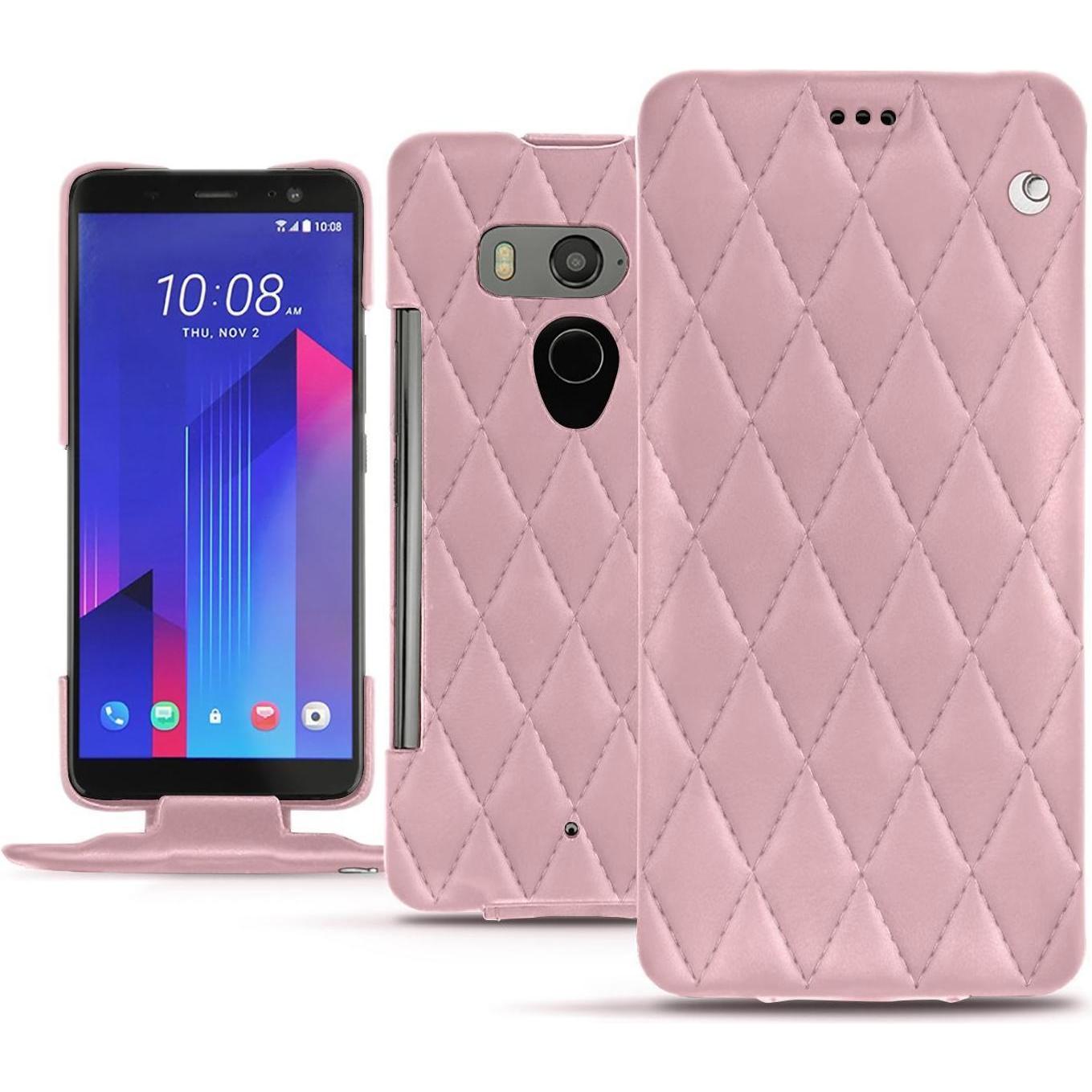 Noreve Lederschutzhülle vertikal (HTC U11+), Smartphone Hülle, Rosa