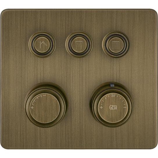 Gessi, Badarmatur, Hi-FI Fertigmontageset Thermostat mit Tasten-Bedienung on/off, 3-Wege, Regen und Handbrause, W