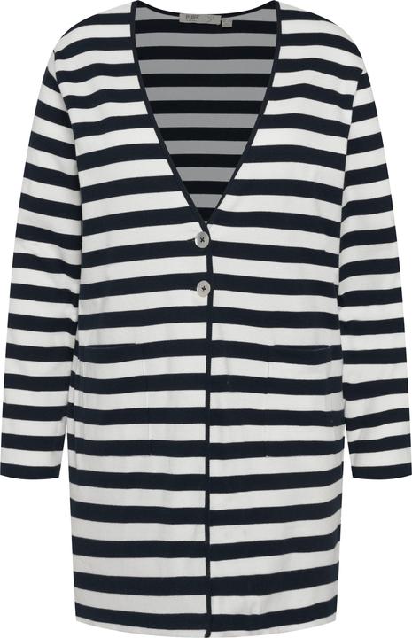 Image du produit Ulla Popken Damen grosse Grössen Jerseyjacke, Ringel, V-Ausschnitt marine 50+ 813046130-50+ (50, 52)