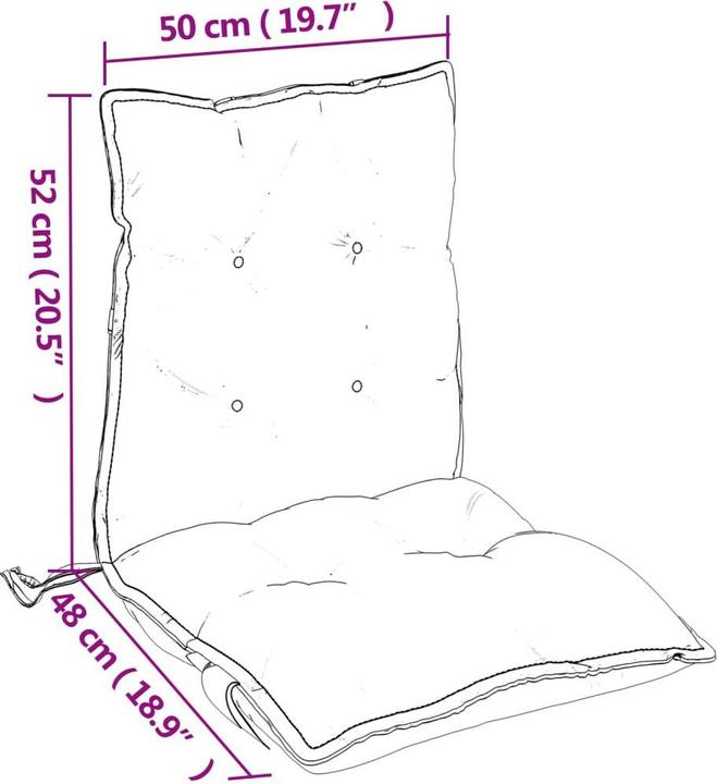 Actual product image vidaXL Low backrest cushions 2 pcs. Oxford fabric (100 x 50 x 7 cm)