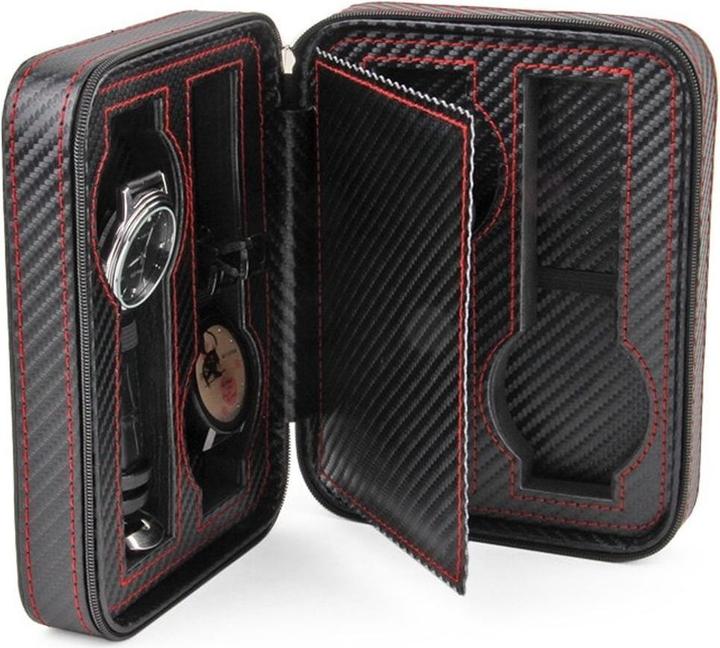 Produktbild JTI Uhrengehäuse im Kohlefasermuster für 4 Uhren