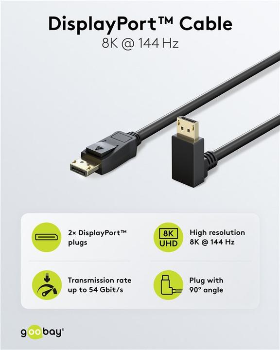 Actual product image Goobay DisplayPort-Kabel 2.0/2.1, 54 Gbit/s (2 m)