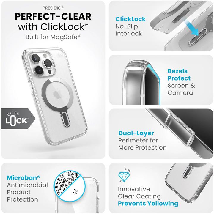 Image du produit speck Housse de protection pour iPhone 15 Pro MagSafe Sentinelle Perfect-Clear Click-lock Anti-rayures (Apple iPhone 15 Pro)