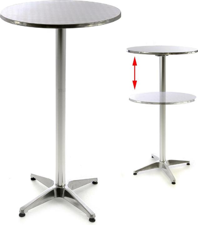 VCM Stehtisch Bistrotisch Edelstahl Aluminium Ø60 x H110/70 cm (60 x 110 cm)