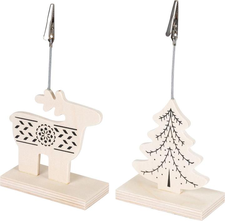 Actual product image Natura Punto Set of 2 reindeer and Christmas tree clip made of wood, with practical clip for fastening