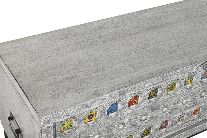 Actual product image DKD Home Decor Chest Ceramic Grey White Mango wood (116 x 40 x 50 cm) (116 cm)
