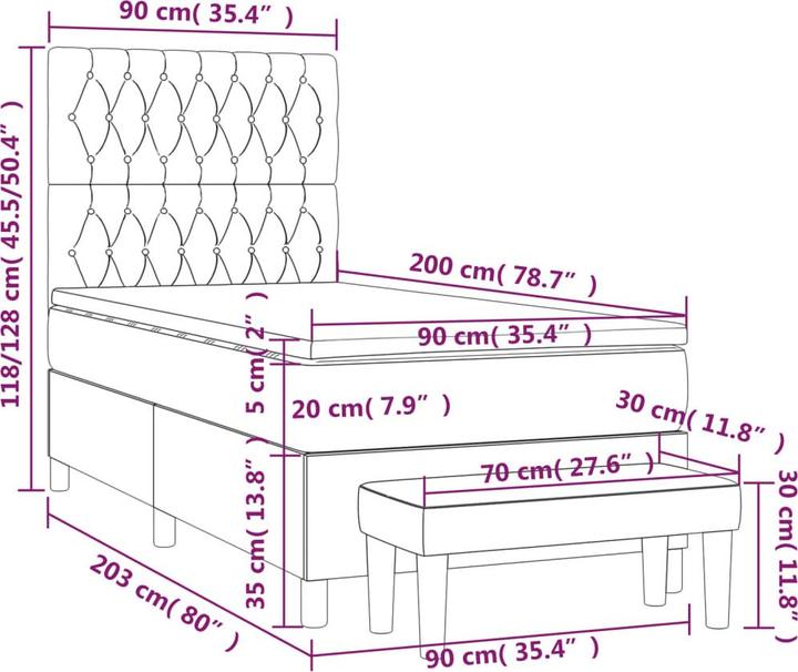 Immagine prodotto vidaXL Boxspringbett (90 x 200 cm)