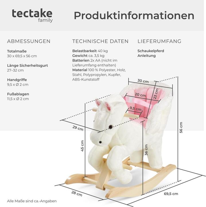Actual product image tectake Rocking horse with plush, high-quality design, from 18 months