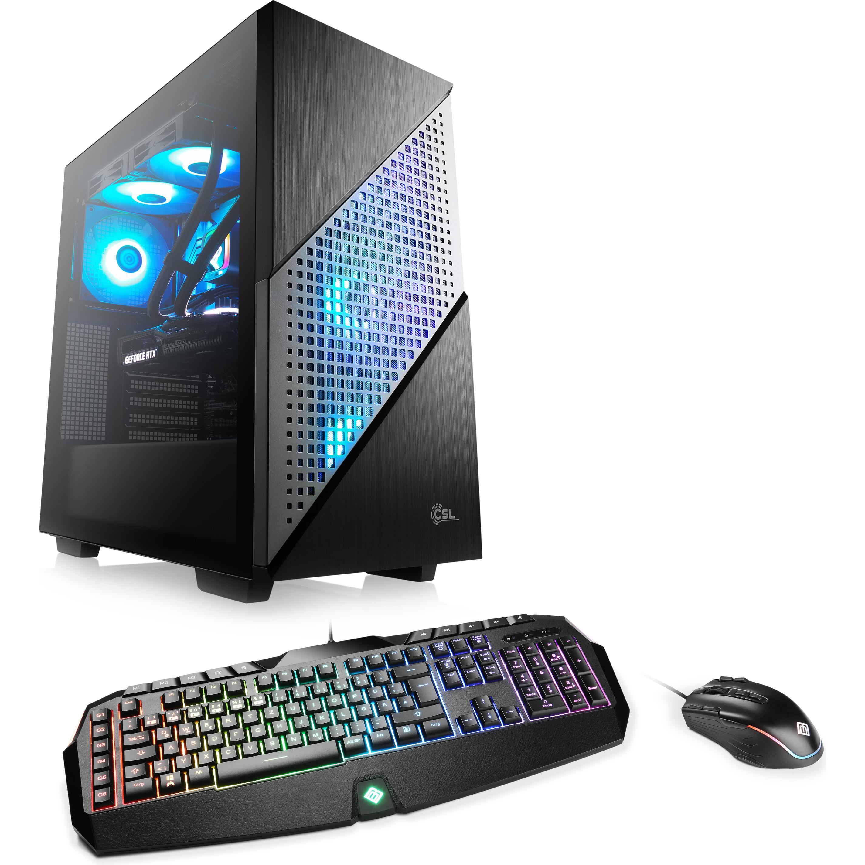 CSL Gaming PC M10200H (AMD Ryzen 7 7800X3D, 32 GB, 1000 GB, GeForce RTX 4070), PC, Schwarz