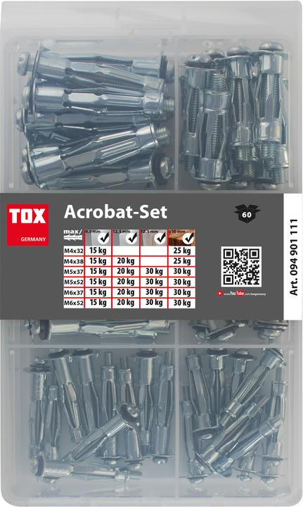 Actual product image Tox Metall-Hohlraumdübel-Sortiment Acrobat Set (60 pcs.)