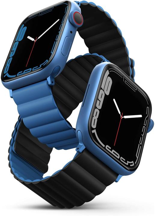 Actual product image Uniq pasek Revix Apple Watch Series 1/2/3/4/5/6/7/8/SE/SE2 38/40/41mm. Reversible Magnetic czarny-ni (41 mm, Silicone, Stainless steel)