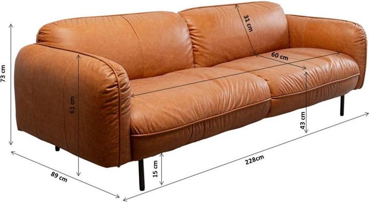 Produktbild Kare Design Sofa Calgary Smart Leder Hellbraun 228cm (2-Sitzer)