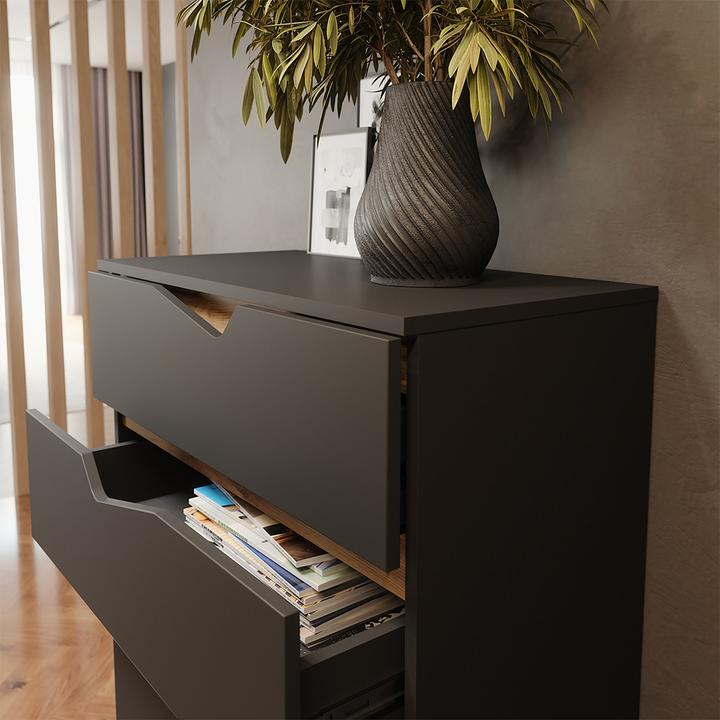 Image du produit Vicco Kommode Marelle, Anthrazit/Artisan, 76 x 120 cm mit 5 Schubladen (76 x 38 x 120 cm)