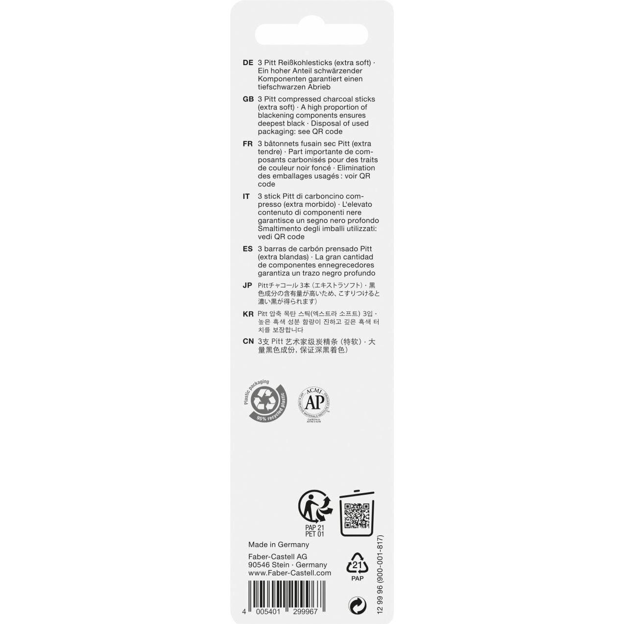 Thumbnail - Faber-Castell, Malstifte, Reisskohle Pitt extra soft (Schwarz, 3 x)