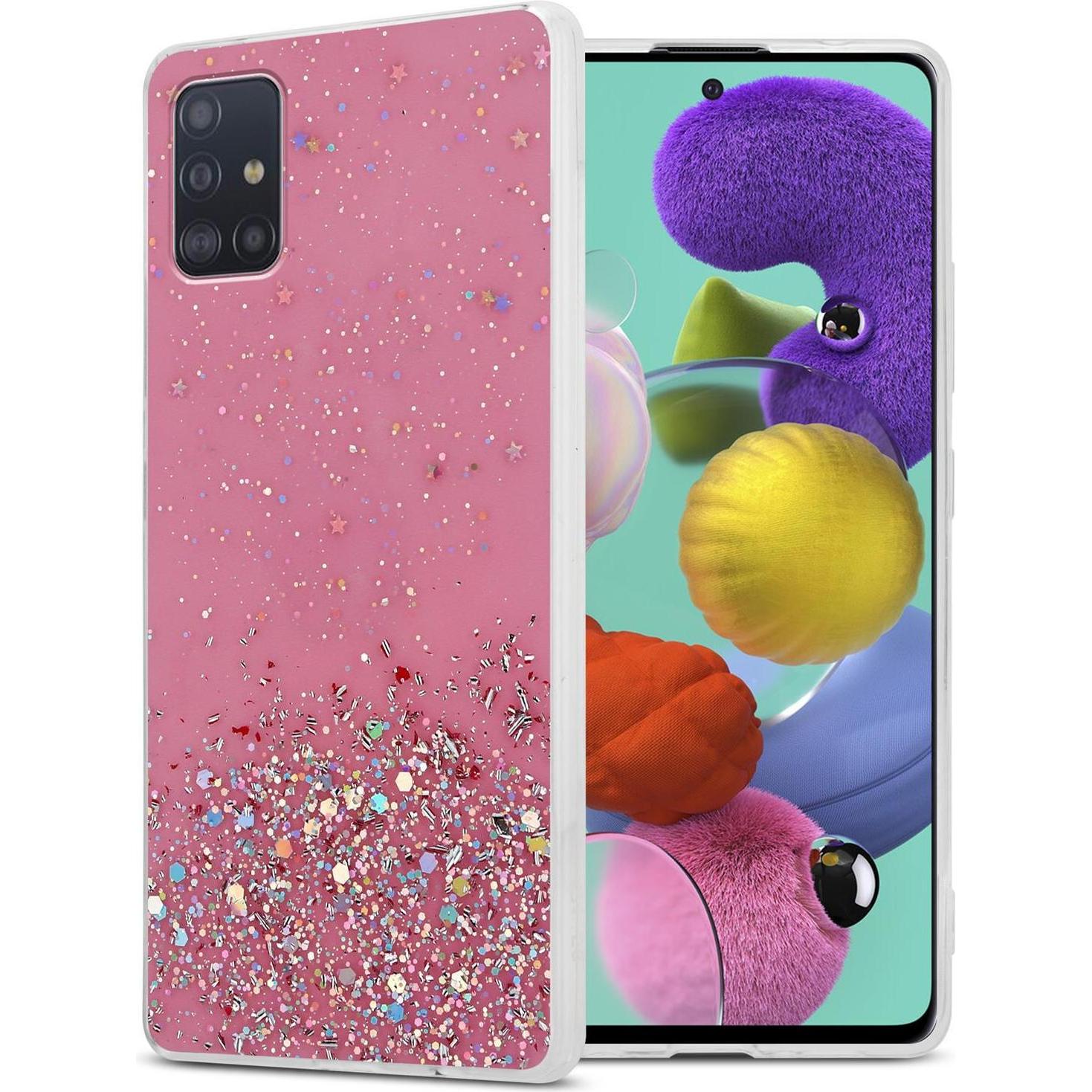 Cadorabo TPU Cover funkelnder Glitter (Samsung Galaxy M40s), Smartphone Hülle, Rosa