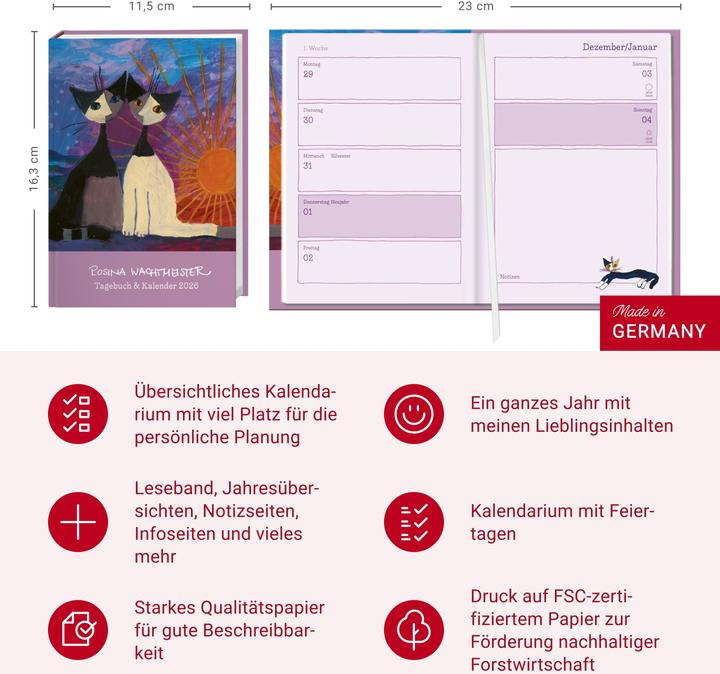 Produktbild Rosina Wachtmeister Kalenderbuch A6 2026 (A6)