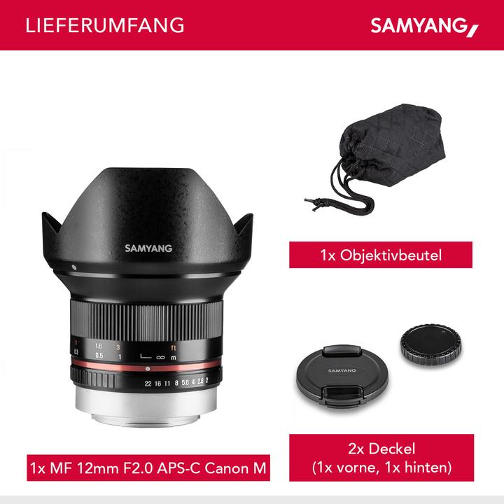 Produktbild Samyang 12mm f/2.0 NCS CS, Canon M (Canon EF-M, APS-C / DX)