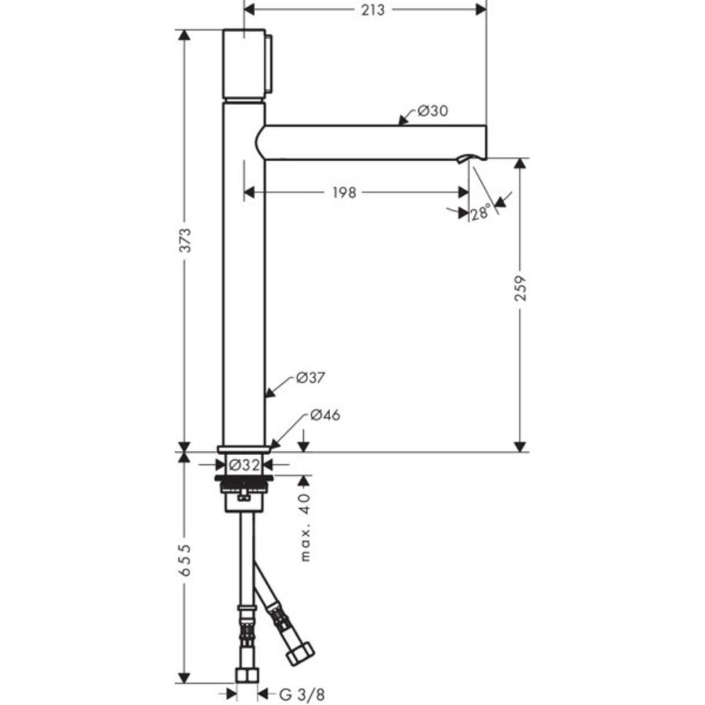 Thumbnail - hansgrohe, Badarmatur, Select-Waschtischmischer AXOR UNO 260 brushed nickel