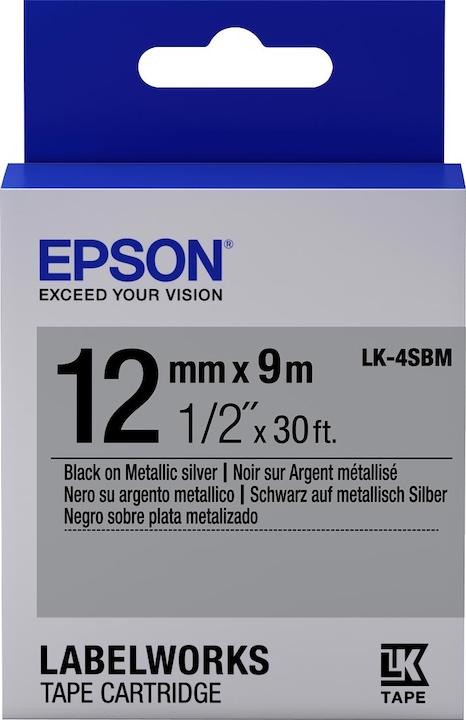 Epson Label Cassette Lk-4sbm (1.20 cm, Black)