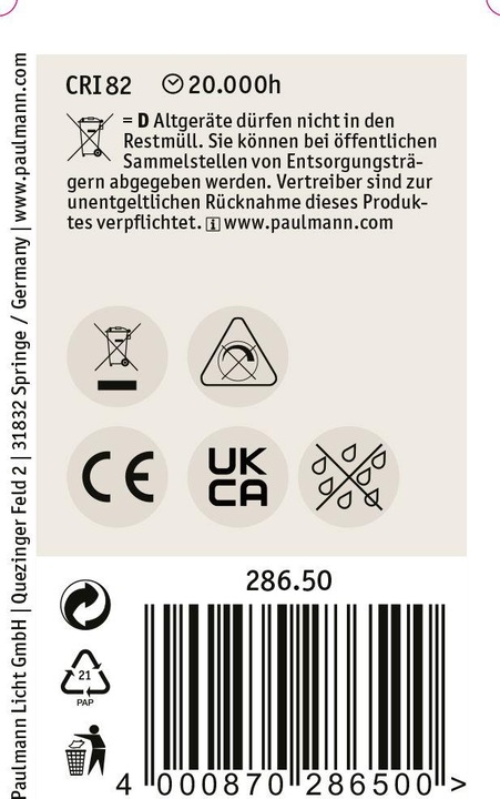 Actual product image Paulmann Drop (E14, 6.50 W, 806 lm, 1 x, E)