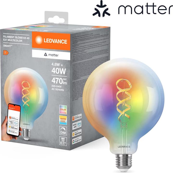 Immagine prodotto Ledvance SMART+ MATTER FILAMENT GLOBE MULTICOLOR 4.8W 827...865 Multicolore E27 (E27, 470 lm, 1 x)
