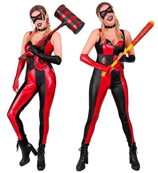 Produktbild Widmann Harlequin Damenkostüm Overall, Halsband, Augenmaske, fingerlose Handschuhe, Messer (L)
