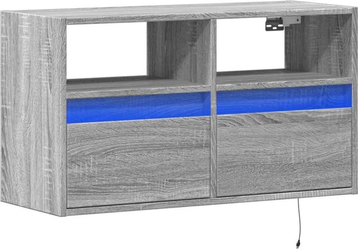 Image du produit vidaXL Armoire TV Armoire murale Lowboard Suspendu avec éclairage LED Gris Sonoma