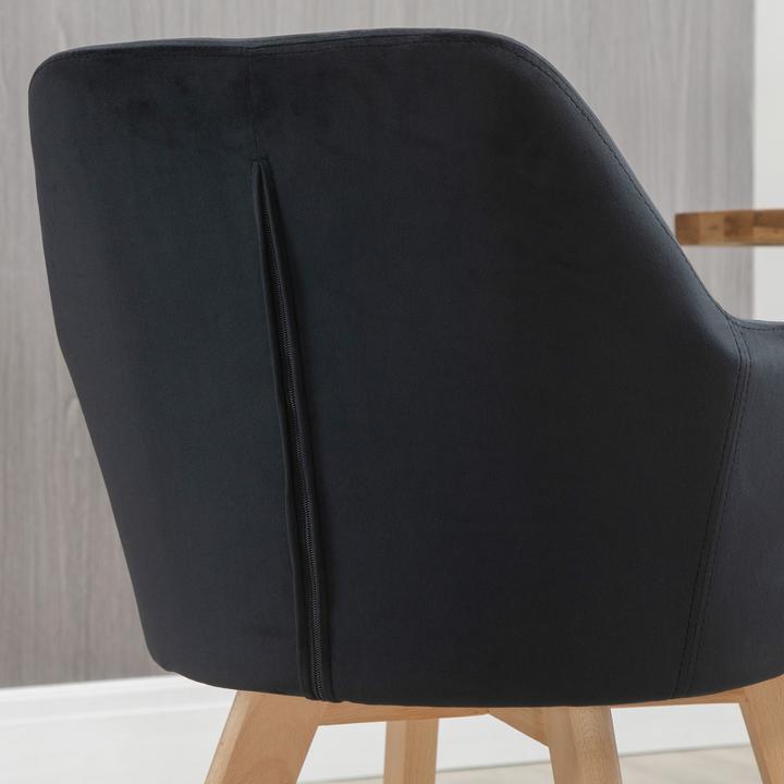 Image du produit Homcom Esszimmerstuhl Samt(100% Polyester), Gummiholz Schwarz