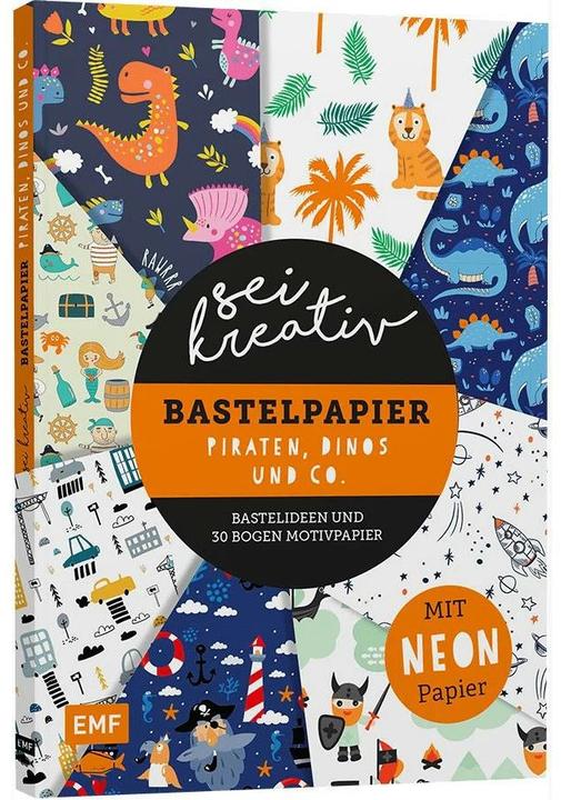 Be creative! - Craft paper pirates, dinos and Co. - craft ideas and 30 sheets of motif paper in 2 (120 g/m², 30x)