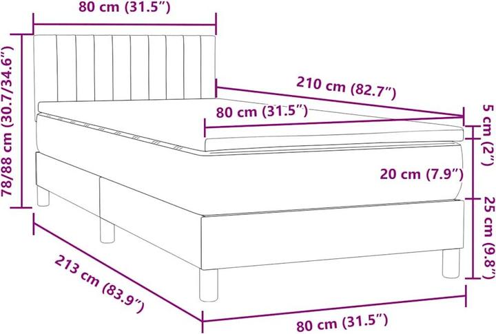 Image du produit vidaXL Boxspringbett (80 x 210 cm)