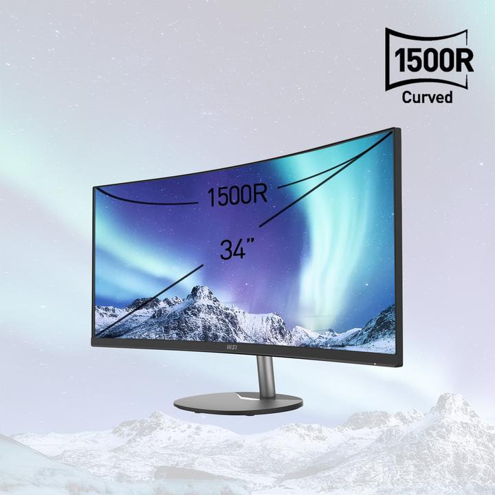 Produktbild MSI PRO MP341CQDE 86,36cm 34Zoll VA 3440x1440 21:9 300cd/m2 4ms HDMI DP Black (P) (3440 x 1440 Pixel, 34")