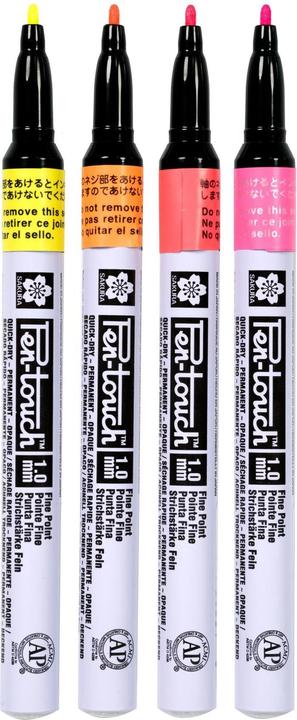 Immagine prodotto Sakura Marcatore a vernice Pen-Touch 1.0 mm, F, 4 pezzi (Rosso neon, Arancione neon, Rosa neon, Arancia, 1 mm, 4 x)